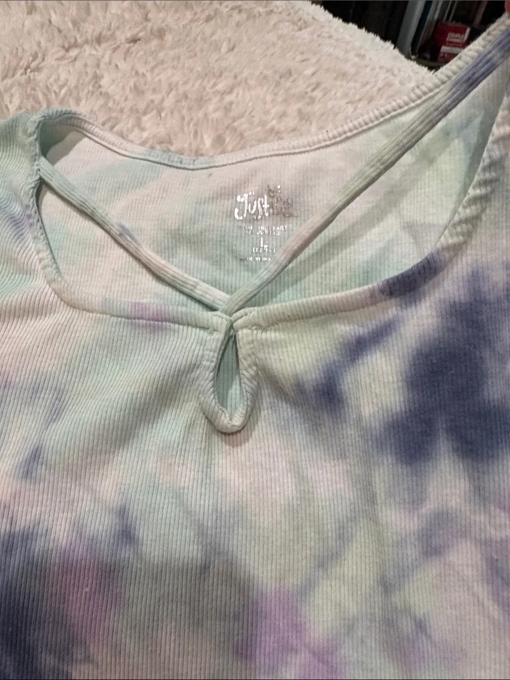 Justice Pastel Tie-Dye Keyhole Tee - Mint, Lavender, Navy